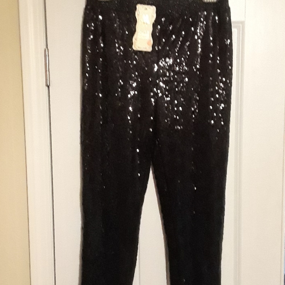 Black sequin leggings xl